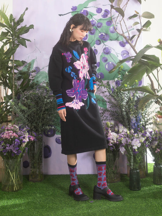 চেরি ব্লসম টিউলিপ বুদ্বুদ হাতা পোশাক