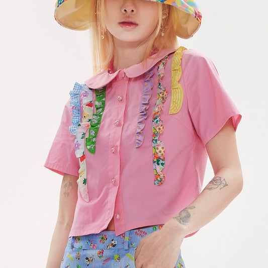 Pink Lace Cotton Shirt