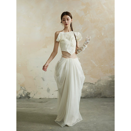 Сладкое белое осеннее платье