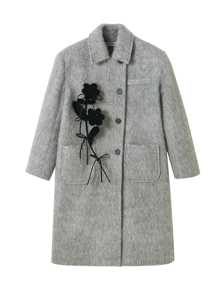 معطف من الصوف الأزهار القابلة للفصل