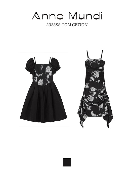 Black Strap Tunic Bubble Skirt