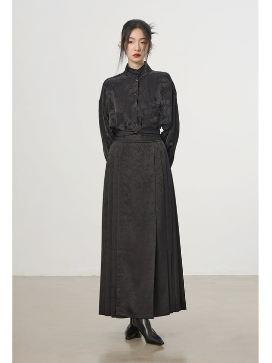 Ensemble de jupe de chemise de col chinois