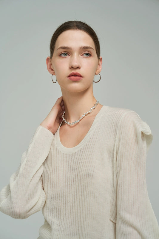 2-রঙের বোনা অনিয়মিত শীর্ষ