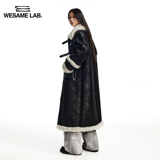 가을과 겨울 패션 블랙 느슨한 모피 원피스 긴 모피 코트 여성을위한