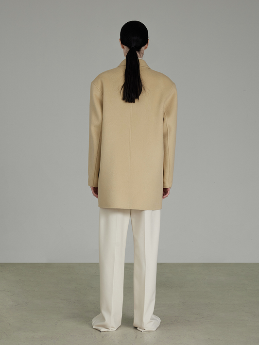 양모 가역식 천복 코트 2023 가을 새 포켓 스 플라이 싱 고품질 스타일