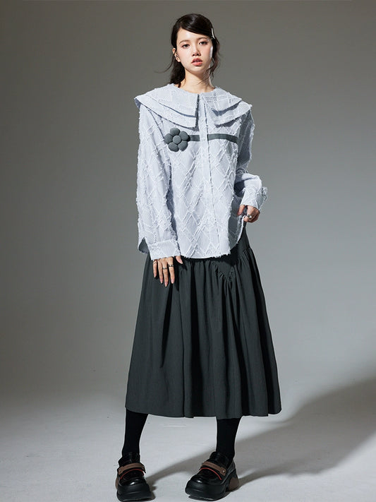 3D زهرة -قميص منقوش Jacquard