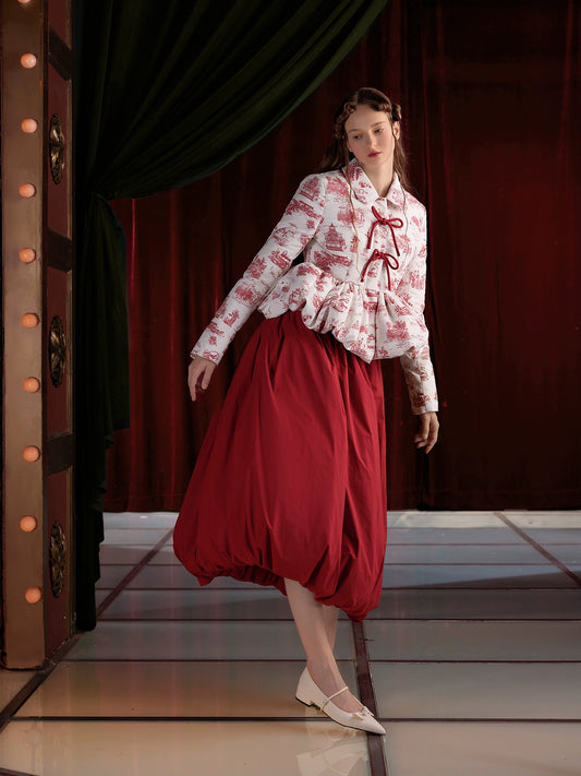 New Year Red Fluffy Cloud Down Half Skirt