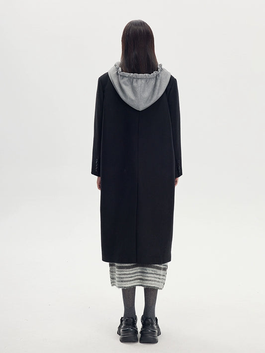 قبعة قابلة للفصل -معطف منتصف الطول