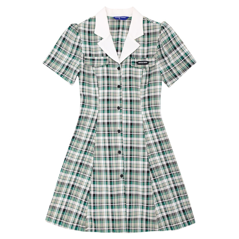 Academy Style Green Plaid Dress