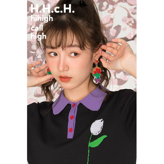 Японские красочные акриловые серьги тюльпана