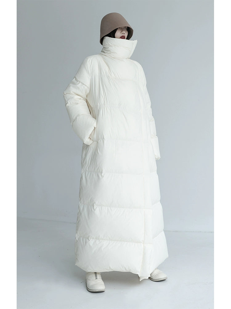 줄무늬 실 길고 다운 재킷