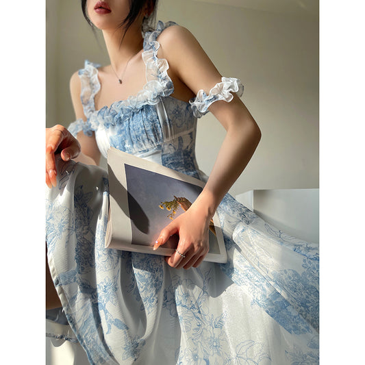 Printed Suspender Skirt