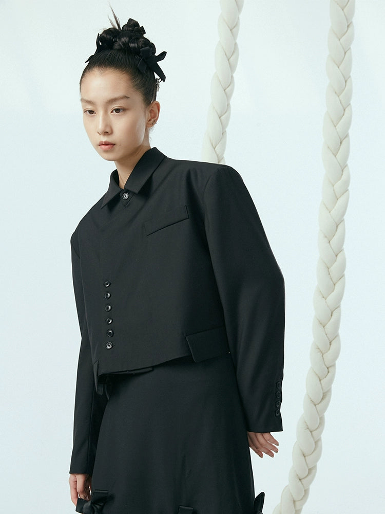 Hollow Out - Black Short Suit Coat