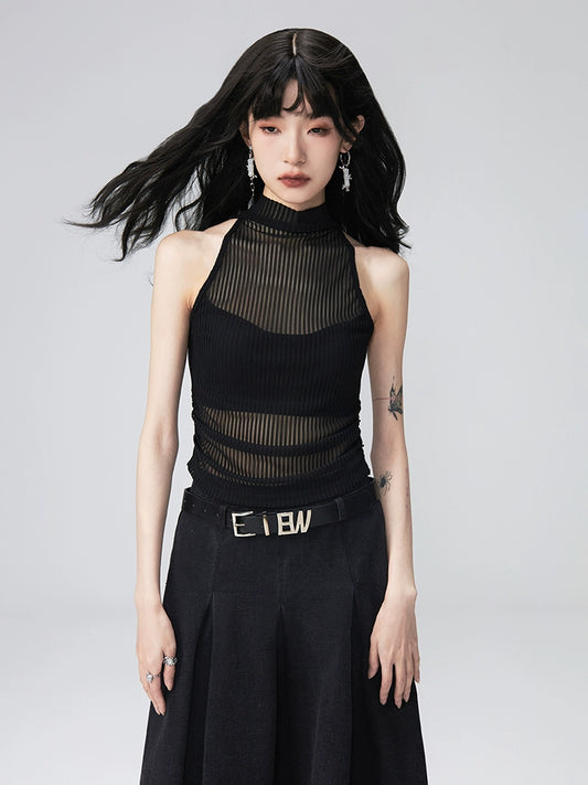 Top chinois imprimé sans manches