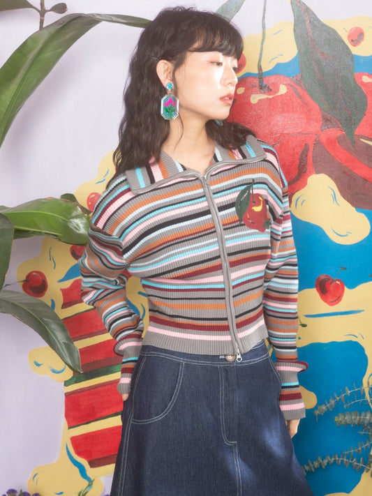 Apple rouge: cardigan de polo à bande de contraste