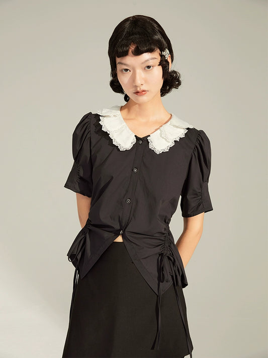 طوق مطوي خمر -قميص تجاعيد