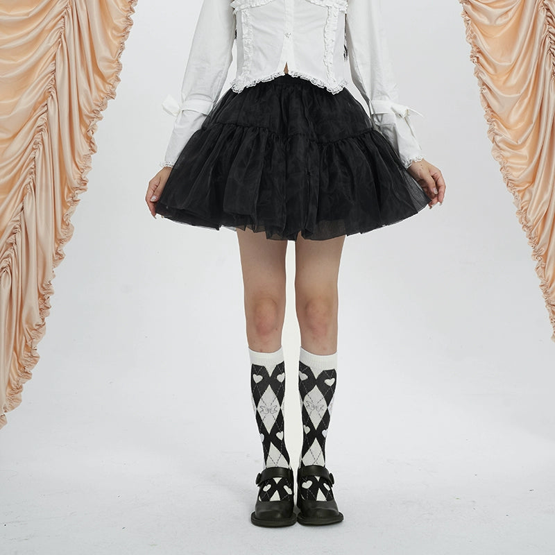 Retro B/W Bow Tie Diamond Socks