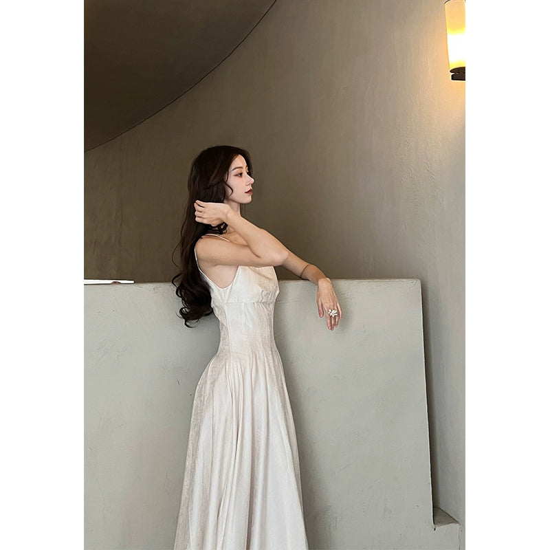 Vestido de correa blanca de cintura: verano