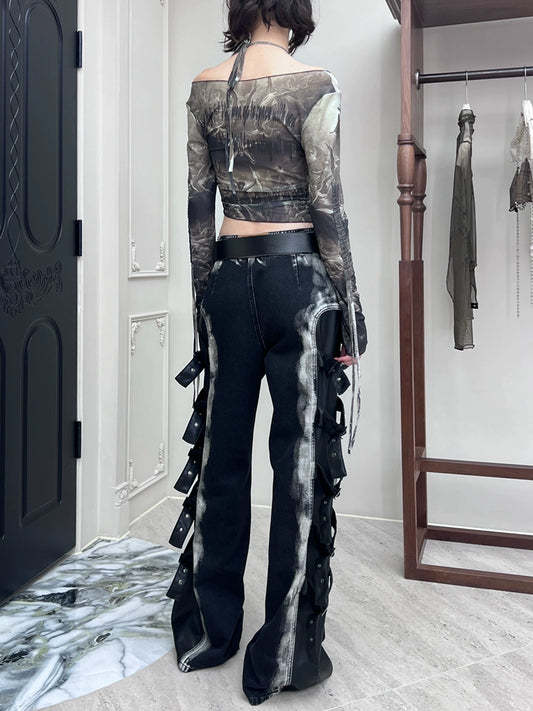 ترقيع السراويل الجينز متعددة الإبزيم