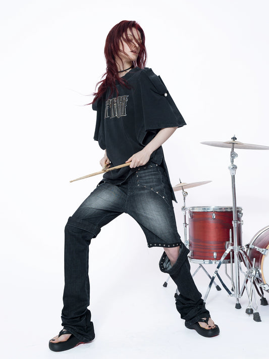 "ক্রেজ" ম্যালপজিশন ব্যাকলেস টি-শার্ট "ক্রেজ" ভুল জায়গায় প্লেসড ব্যাকলেস টি-শার্ট