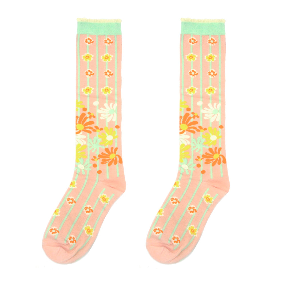 Orange-Pink Stripe Girl Socks