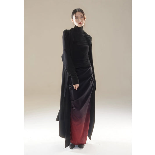 Черный романтический вязаный кардиган