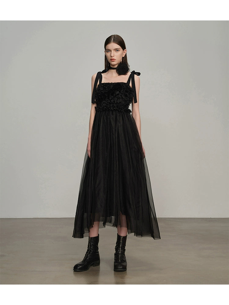 فستان زهرة الحرير الفرنسي الحرير