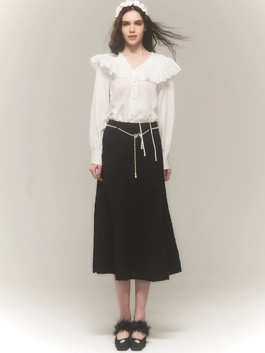 자카드 A- 라인 스커트