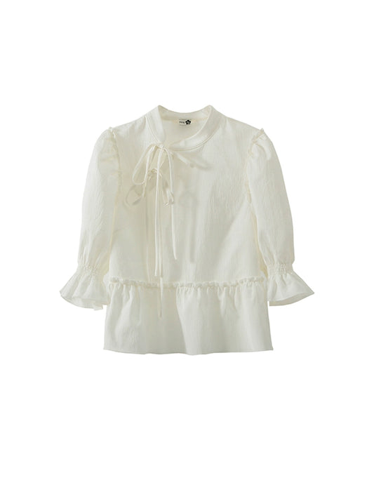 a new Chinese style bamboo leaf jacquard lace up diagonal top shirt with elegant bamboo leaves under the moon