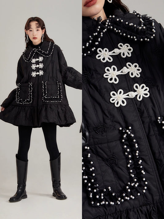 سترة التطريز الأسود روز