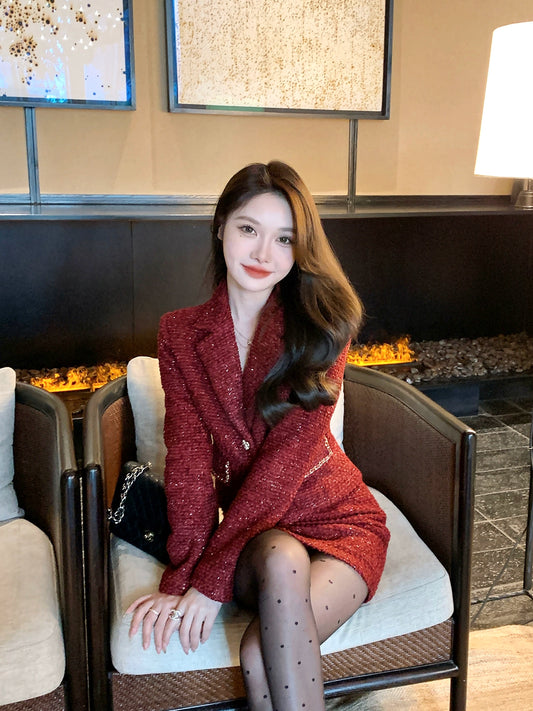 Tweed Short Coat Set by Medieval Gold