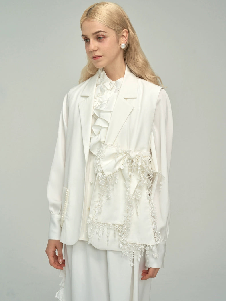 Giubbotto di fiocco bianco perla