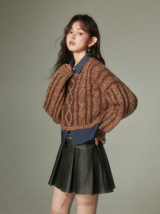 عتيقة بنية -فايف مكونة سترة متماسكة