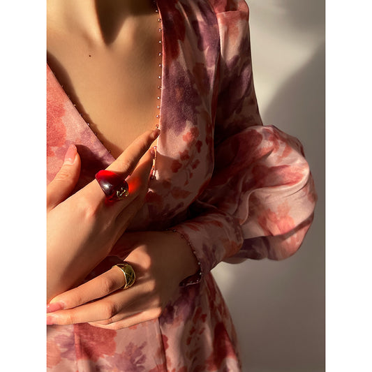 Romantic French Print Dress