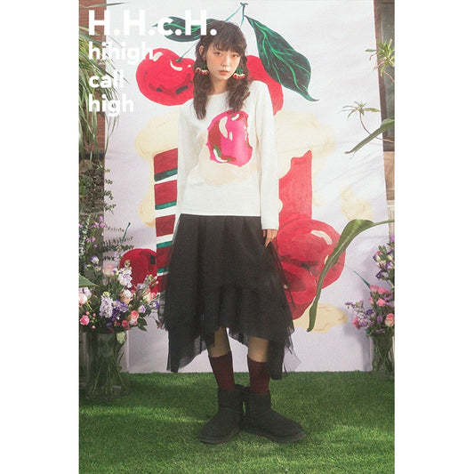 Suéter de punto de fit de cereza crema original de crema