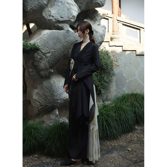 Tapa de mosaico de lana negra de flores