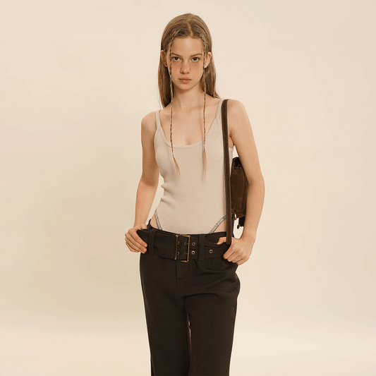 Gilet a canotta jacquard con scollo a U