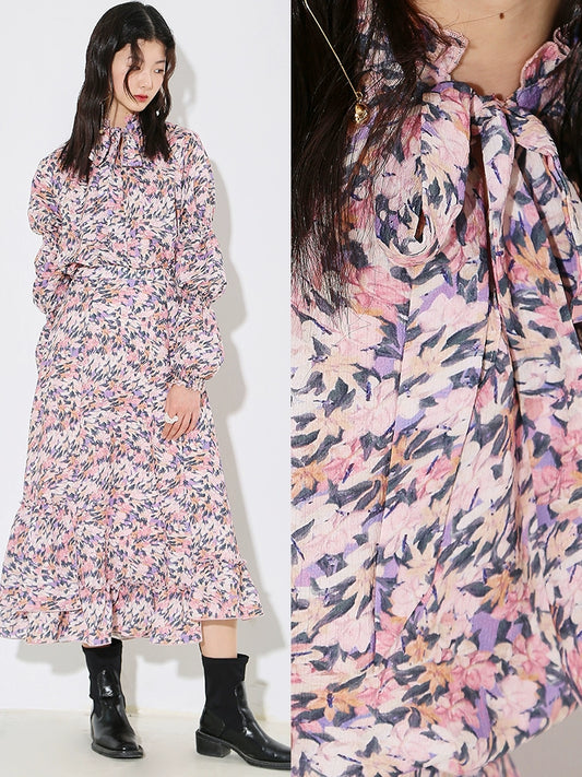 مجموعة فستان الخريف حزام الأزهار