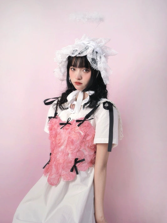 Chaleco de pajarita de rosa