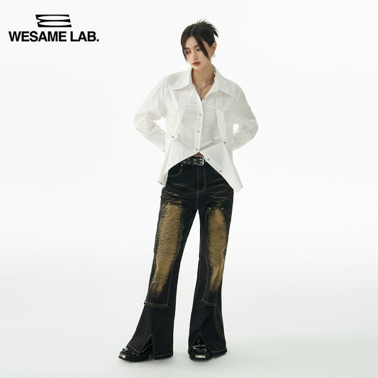 오리지널 스트랩 디자인 패션 스타일 다목적 흰색 큰 느슨한 블라우스 여성 가을과 겨울