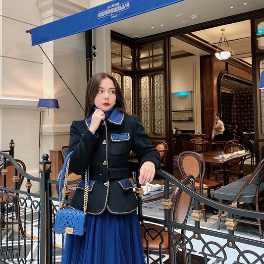 Renaissance Dream: Wool Coat & Enchanted Mesh Skirt Duo