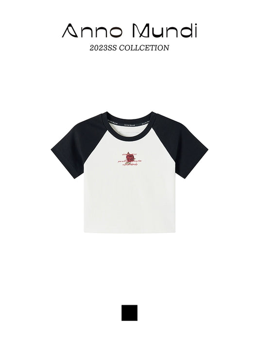 위안시와 장미 인쇄 라글란 티