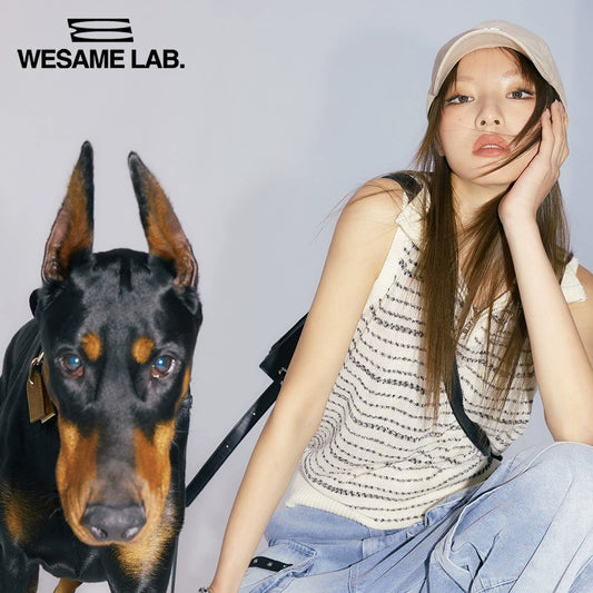 오리지널 디자인 봄/여름 순수 욕망 독특한 스트랩 탱크 탑 여성 스탠딩 칼라 민소매 디자인 느낌 티셔츠