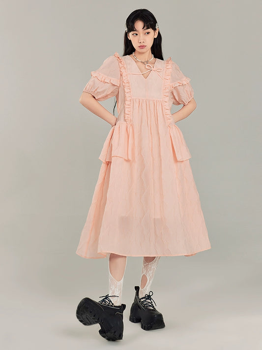 الكريمة نفخة -فلاور نمط الفقاعة فستان الأكمام