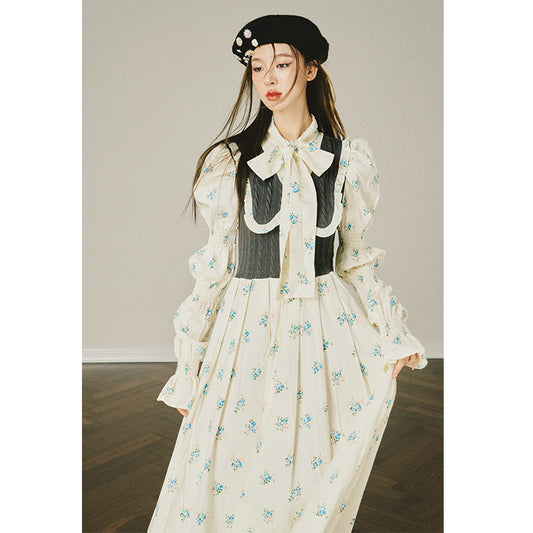 Knitted Bow Tie Long Dress