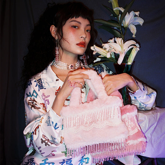 Original design of blessing satin printed shirt from