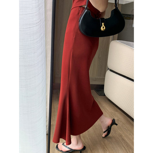 Slim High Waist Pleated Skirt