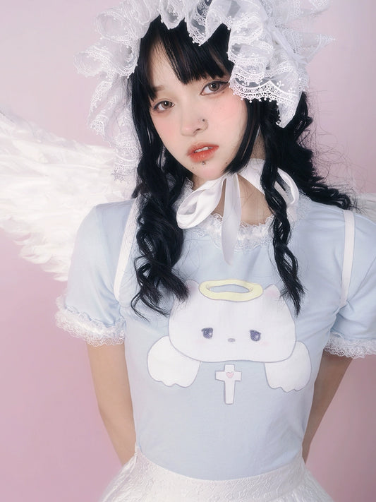Cat Angel Lace T-shirt