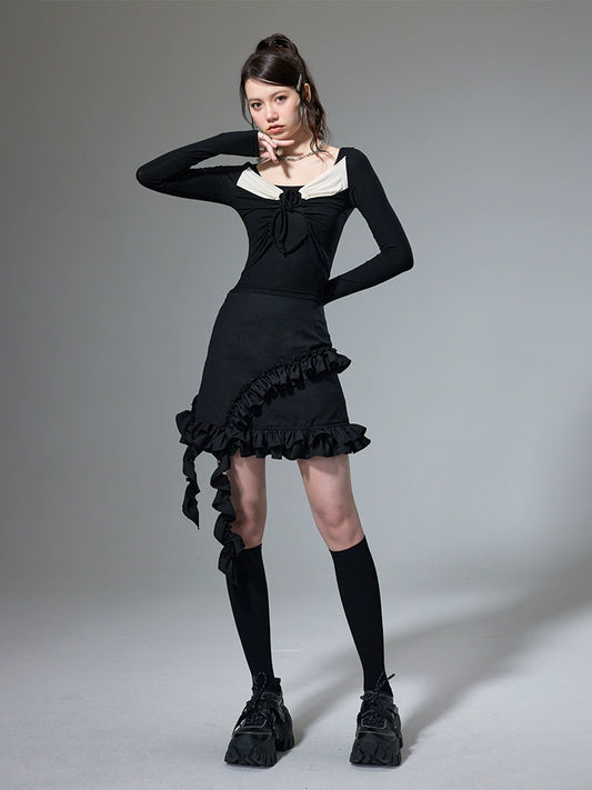 ملابس متماسكة - قميص على الأكمام الطويلة على النقيض