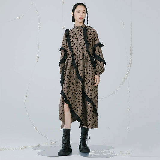 فستان زهري طويل الأزهار -فستان الأزهار